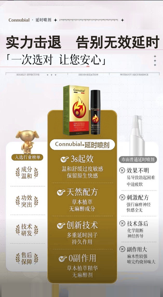 Connubial延时喷剂与市面普通延时喷剂对比图